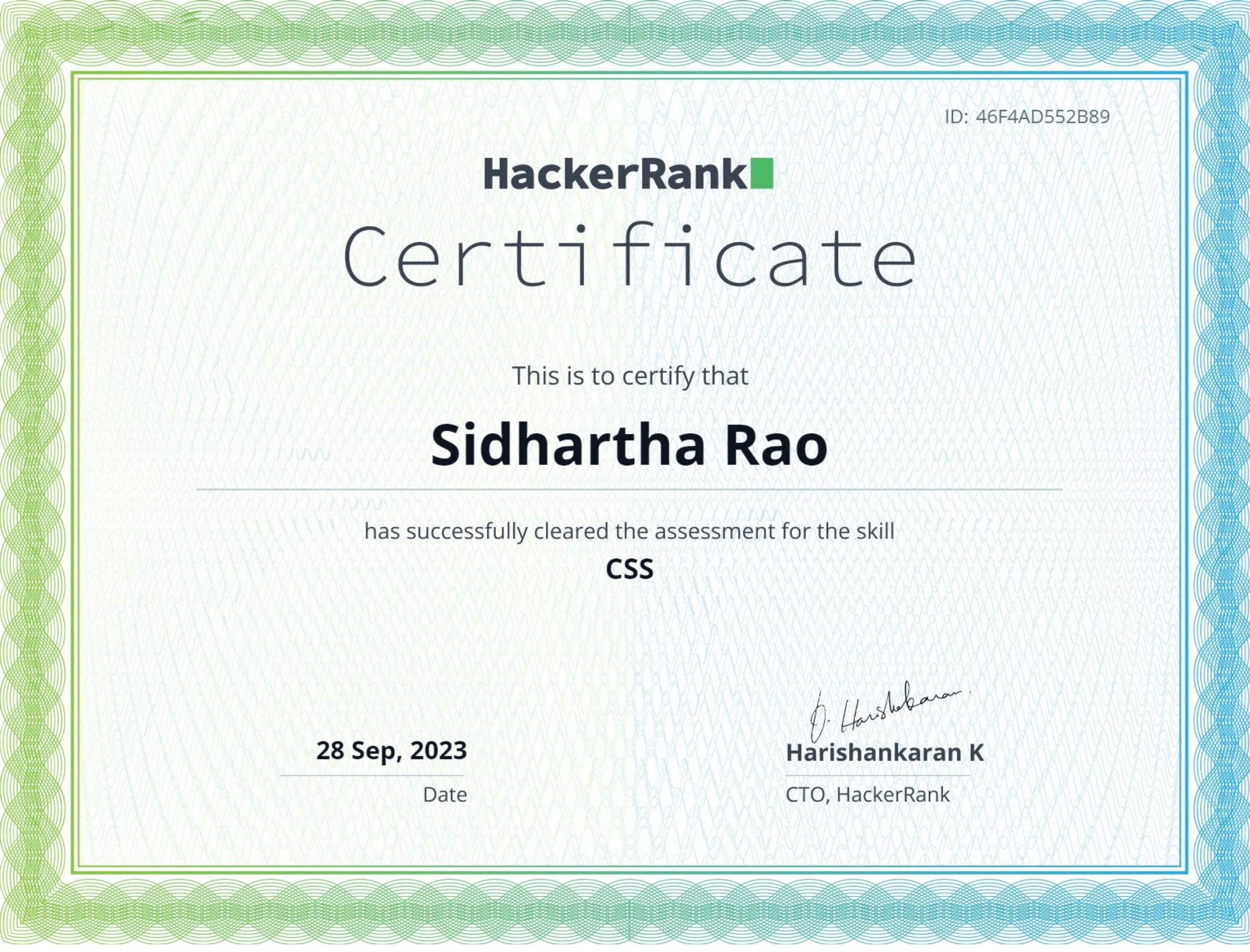 CSS Certificate